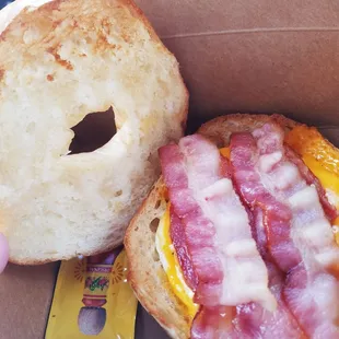 bacon egg and cheese bfst sandwich.