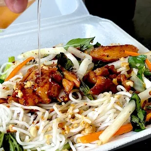 Cold noodles, but can also get it with rice