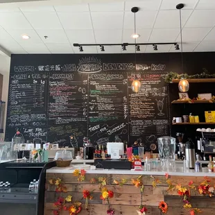 Menu wall and checkout counter