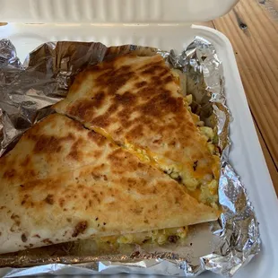 Breakfast Quesadilla with Turkey sausage