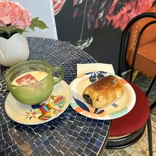 The exquisite, toffee brown butter bourbon latte &amp; the delicious homemade-chocolate croissant