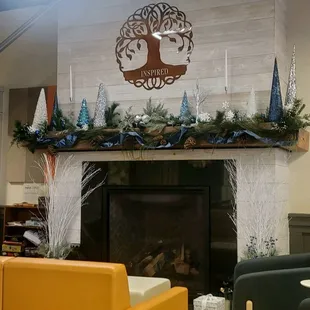 Gorgeous seating area with fireplace
