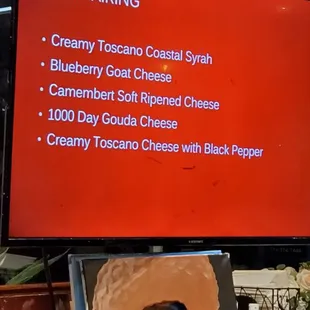 Food served while tasting