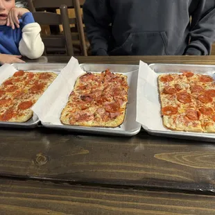Pepperoni pizzas and italiano pizza.