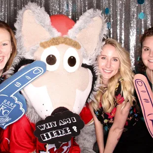 KC Wolf is having a BLAST in our Open Air Photo Booth - at the Olathe Chamber, Schmooz A Palooza EXPO