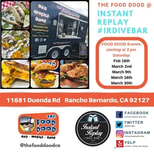 HUGE announcement #IRDiveBar crew! We&apos;ve got the world&apos;s best food truck @thefooddoodca booked for the following Saturdays at the IR!