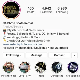 Search us on Instagram for the latest info/deals! @instapixphotobooths