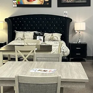 Black velvet GLAM bedroom set