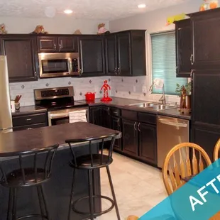 a kitchen before and after remodeling