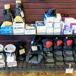 We carry walking boots and a variety of ankle and wrist braces