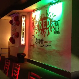 a neon sign for a restaurant