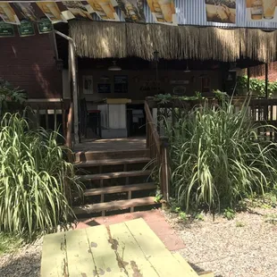 the entrance to the restaurant