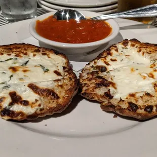 Ricotta and goat cheese crostini, marinara added