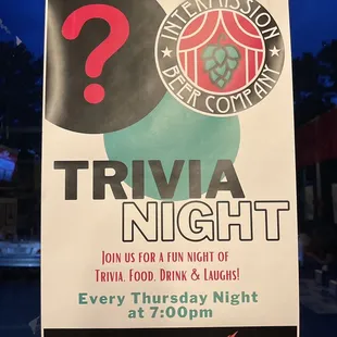 trivia night sign