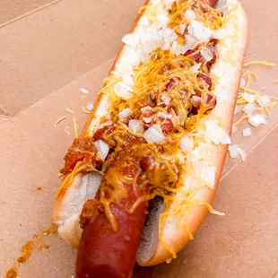 Chili-Cheese All-Beef Foot-long Hot Dog