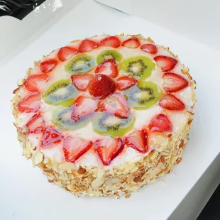 Fruit Creme Cake: $20 &amp; ~12-16 servings. Everybody loved it!!