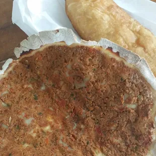 Lahmajune 1.00 and potato meat 1.50