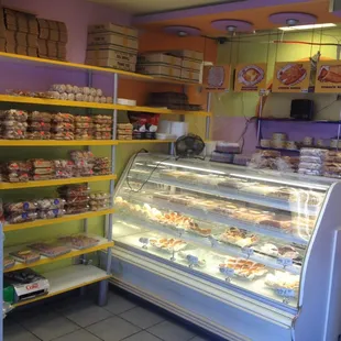 a variety of baked goods on display