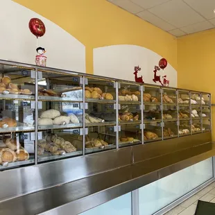 a display of breads and pastries