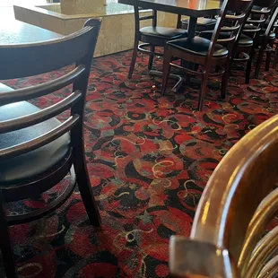 tables and chairs in a restaurant