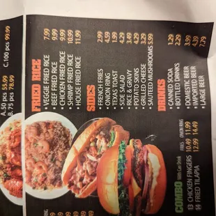 a menu for a fast food restaurant