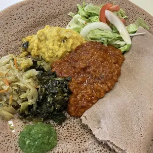 Vegetarian injera platter. Wow!