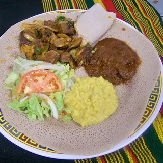 Injera with Goat Plate