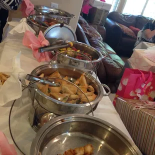 Skewered chicken, spanikopita, veg skewers and meatballs