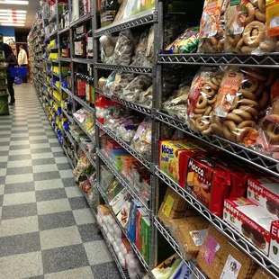 a grocery store with a checkered floor