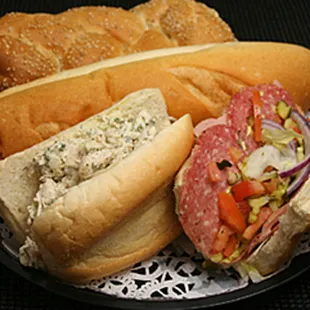 a hot dog and a sandwich