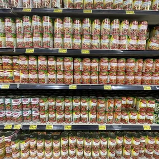 canned food on shelves