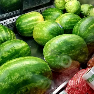 a display of watermelons