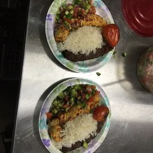 two plates of mexican food