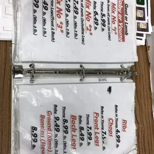 menus on a table