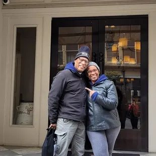 Happy and Chilly at Front Entrance