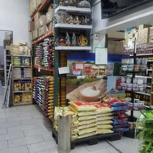 shelves of food and products