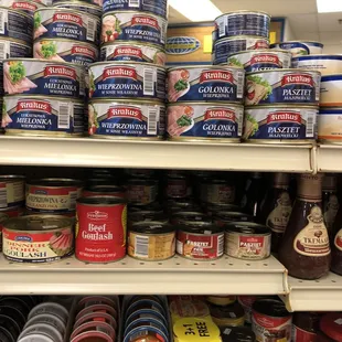 canned food on shelves