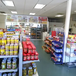 a variety of products on shelves