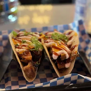 American pork belly tacos