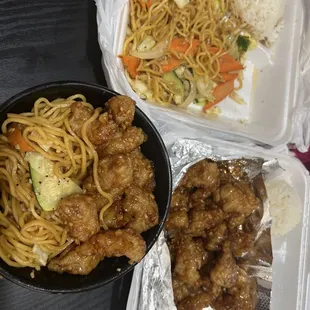 Veg yakisoba, Honey Garlic Chicken