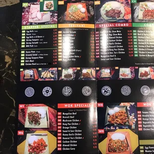 Menu as of May 2018