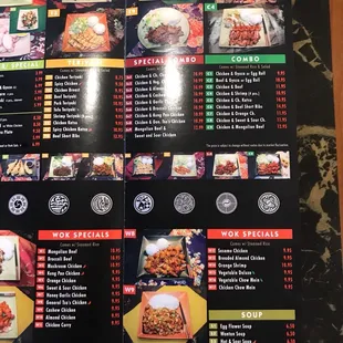 Menu as of May 2018