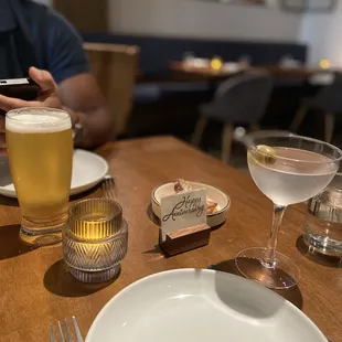 Dirty martini and beer.