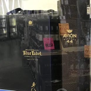 a bottle of blue label