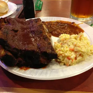 Half slab ribs with slaw n beans