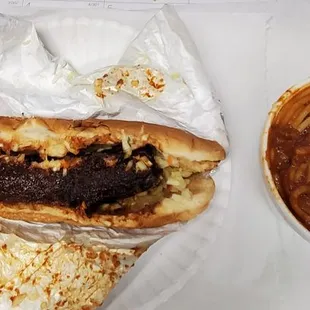 Smoke Sausage with Slaw and a 12oz Spaghetti
