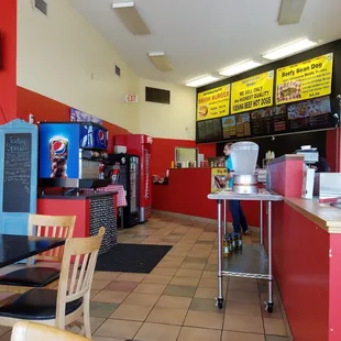 the inside of a fast food restaurant