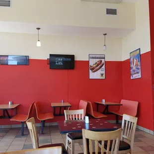 tables and chairs in a restaurant
