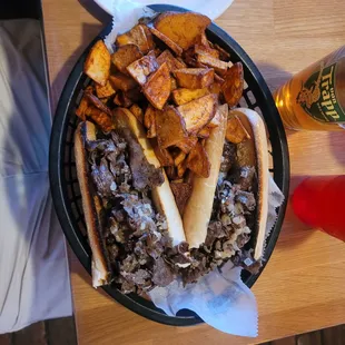 noontime meal: Interstate cheesesteak, breakfast potatoes