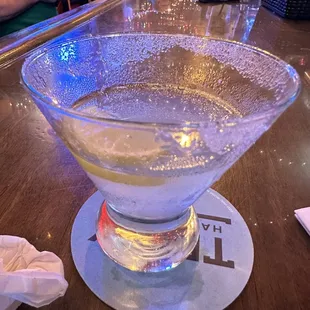 a drink in a martini glass